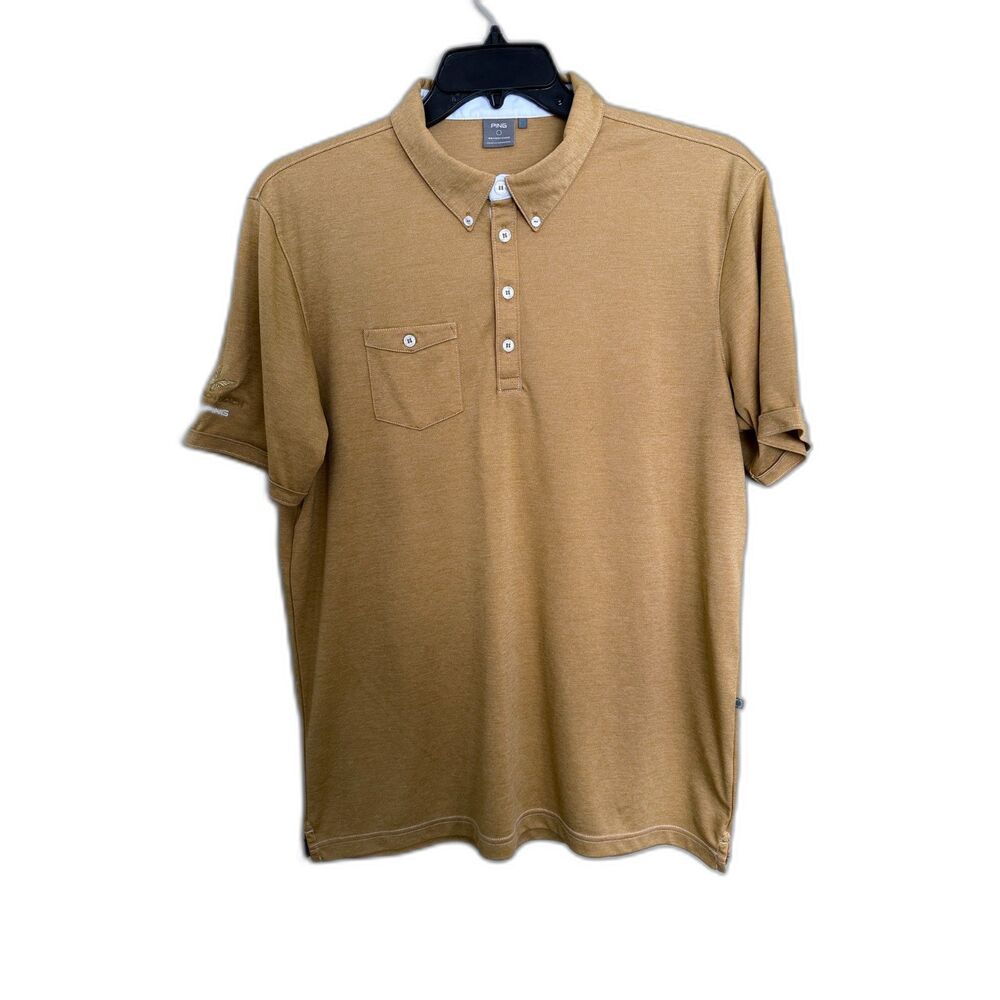 PING Polo Shirt Mens XL Gold Excellent Monarch‎ Beach SensorCool Pocket